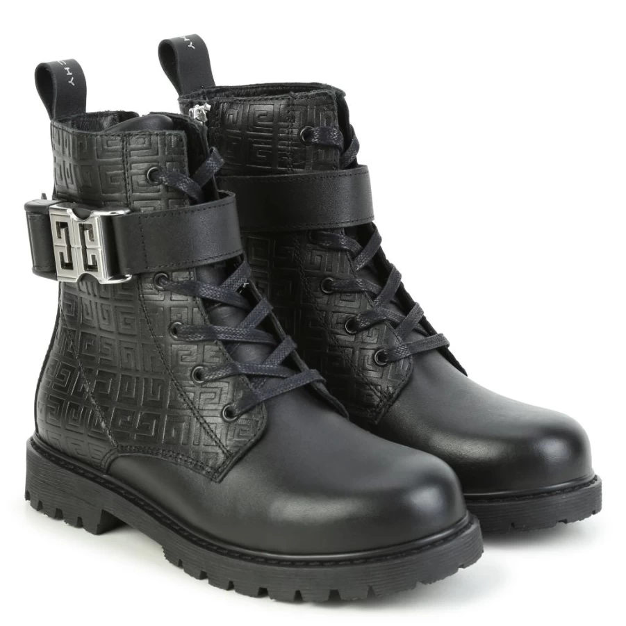 KIDS21 Black Leather Four G Boots for Men - Stylish & Durable Ankle Boots