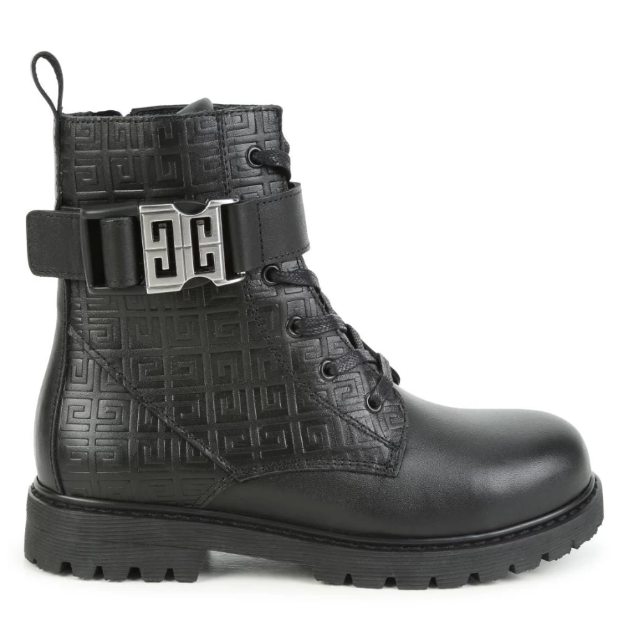 KIDS21 Black Leather Four G Boots for Men - Stylish & Durable Ankle Boots