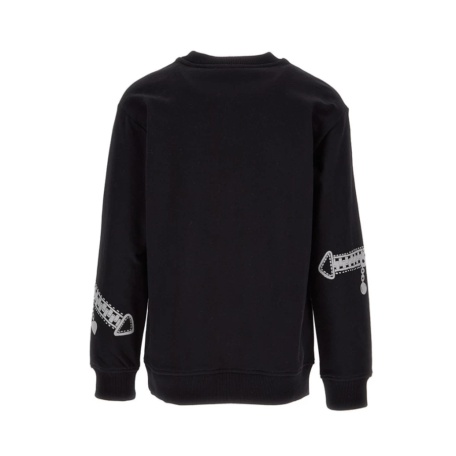 KIDS21 Black Biker Jacket Print Sweatshirt for Kids - Stylish Motorcycle-Inspired Pullover