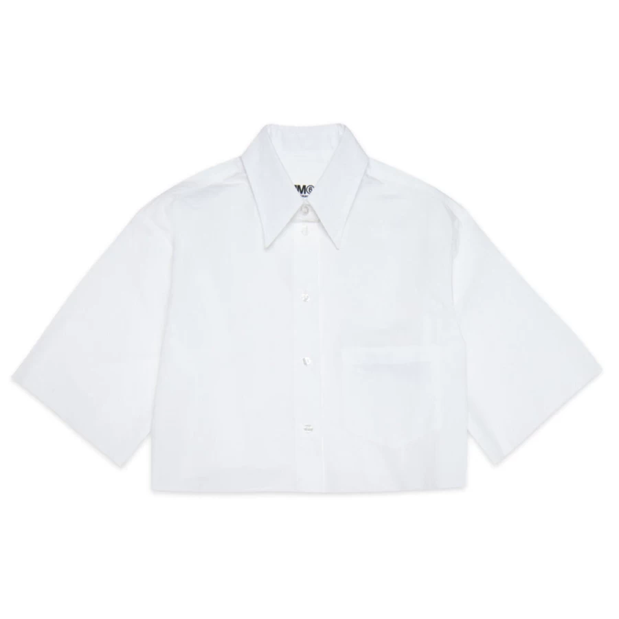 "KIDS21 White Cropped Logo T-Shirt for Kids"