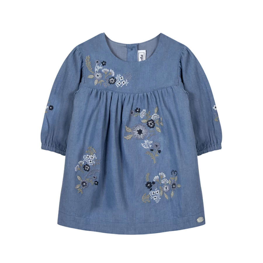 "KIDS21 Blue Embroidered Dress for Kids – Elegant Handcrafted Design"