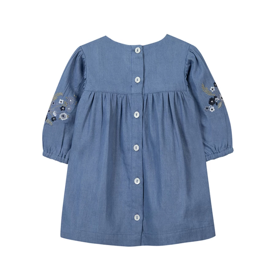 "KIDS21 Blue Embroidered Dress for Kids – Elegant Handcrafted Design"
