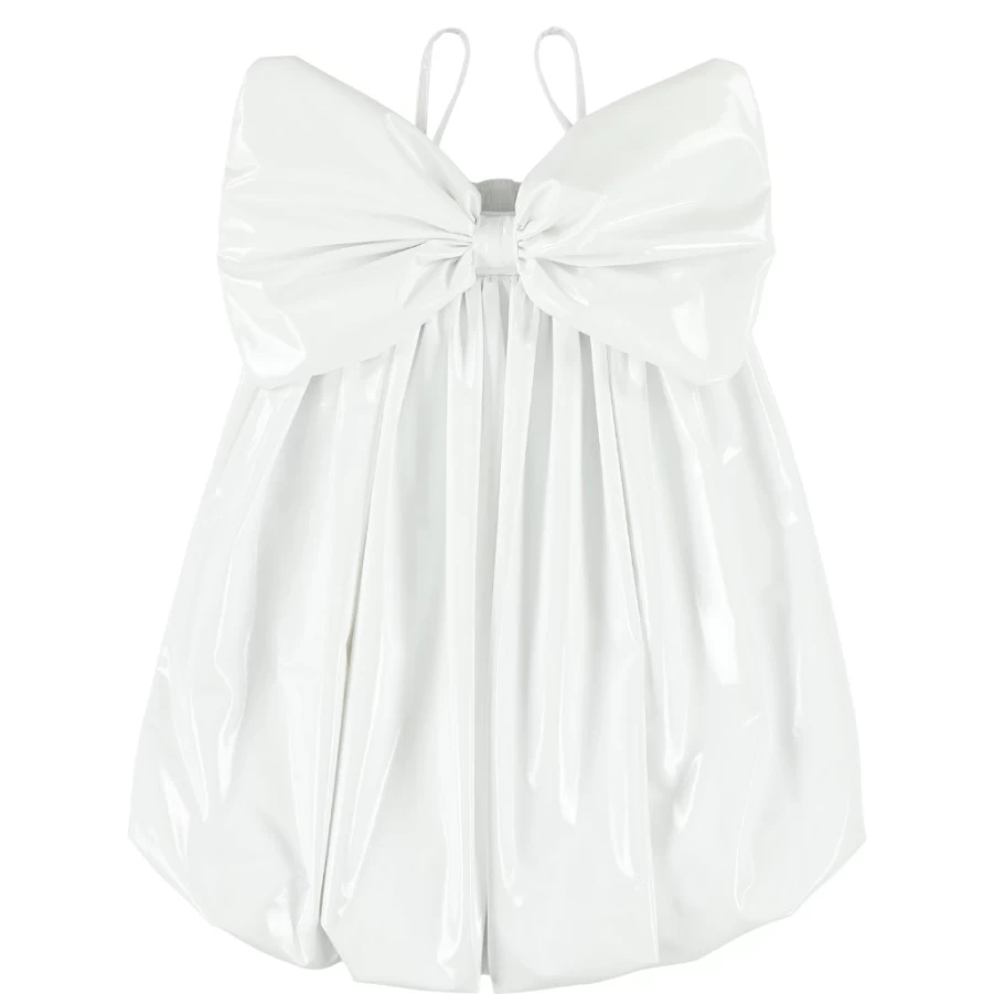 KIDS21 White Big Bow Dress for Girls - Elegant Party Dress with Large Bow Detail