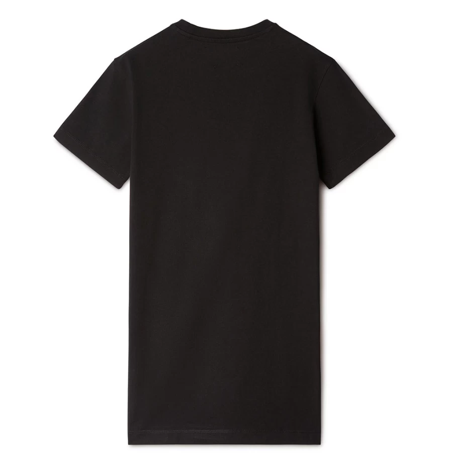 KIDS21 Black Off Shoulder Stamp Print T-Shirt Dress for Women
