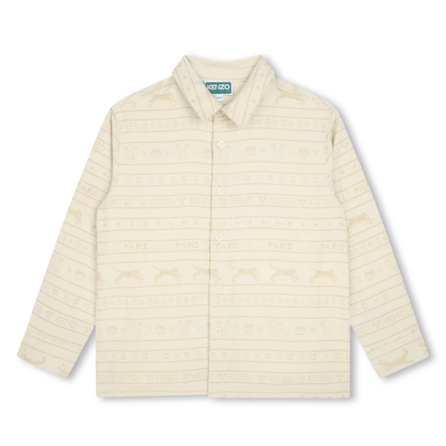 KIDS21 Ivory Multico Jacquard Long Sleeve Shirt for Kids