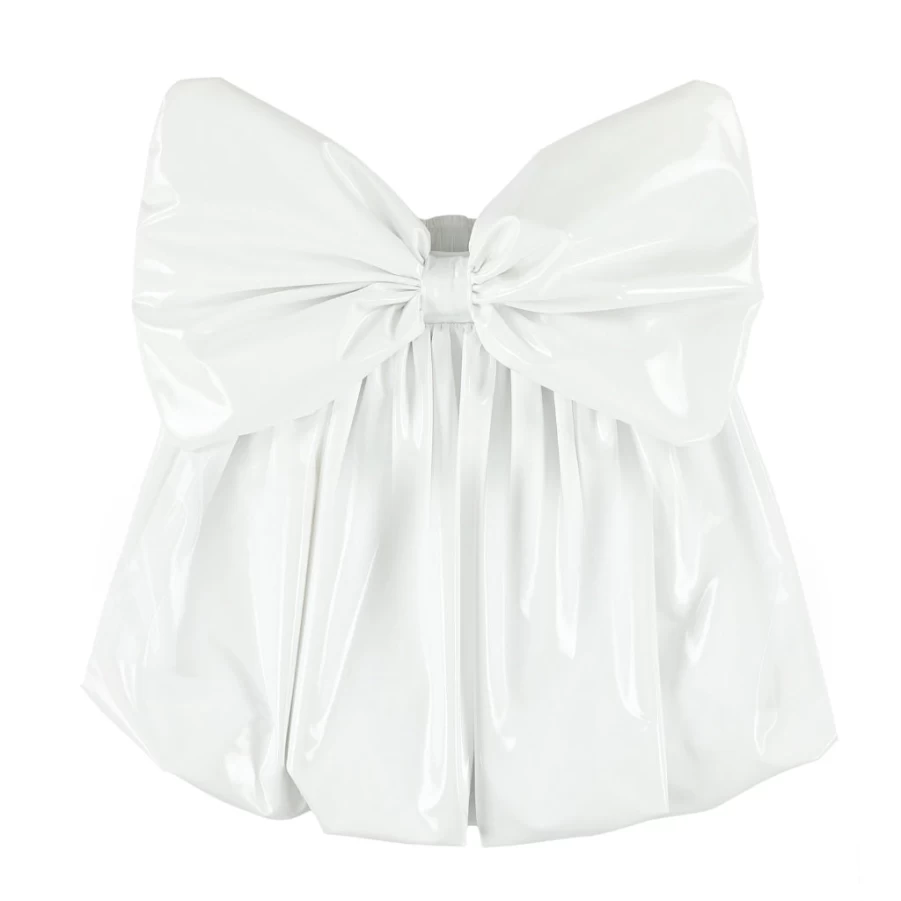 "KIDS21 White Large Bow Skirt for Girls - Elegant Flared Tutu Skirt with Oversized Bow"