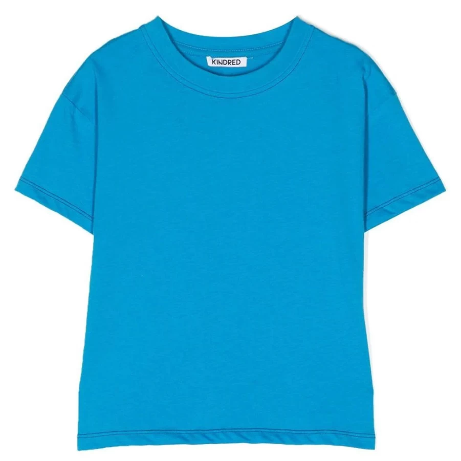 "KIDS21 Blue Contrast Stitch Short Sleeve T-Shirt for Kids"