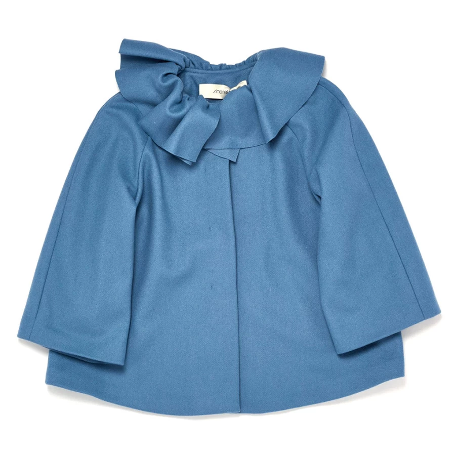 "KIDS21 Light Blue Frill Neck Coat for Kids – Elegant Detailing & Comfort"