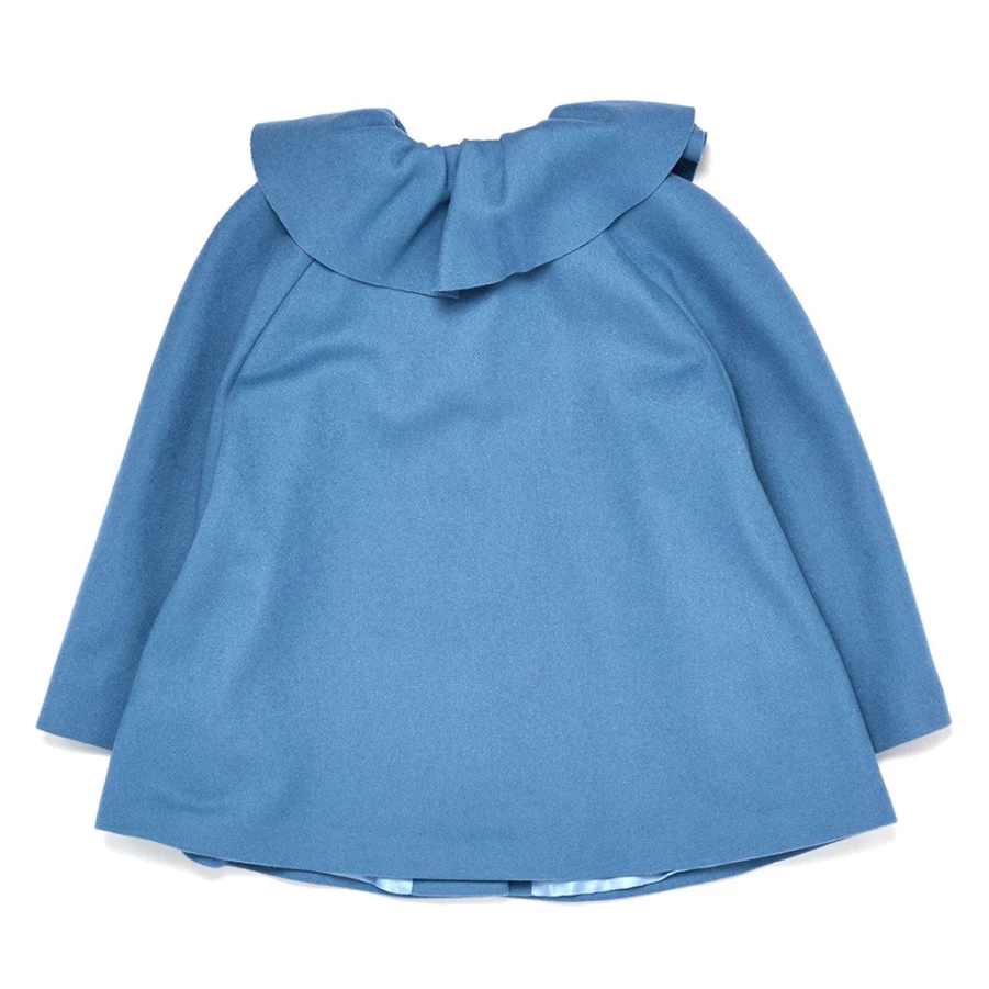 "KIDS21 Light Blue Frill Neck Coat for Kids – Elegant Detailing & Comfort"