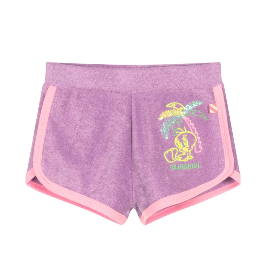 KIDS21 Looney Tunes X Billieblush Purple Shorts for Kids - Cartoon Character Design