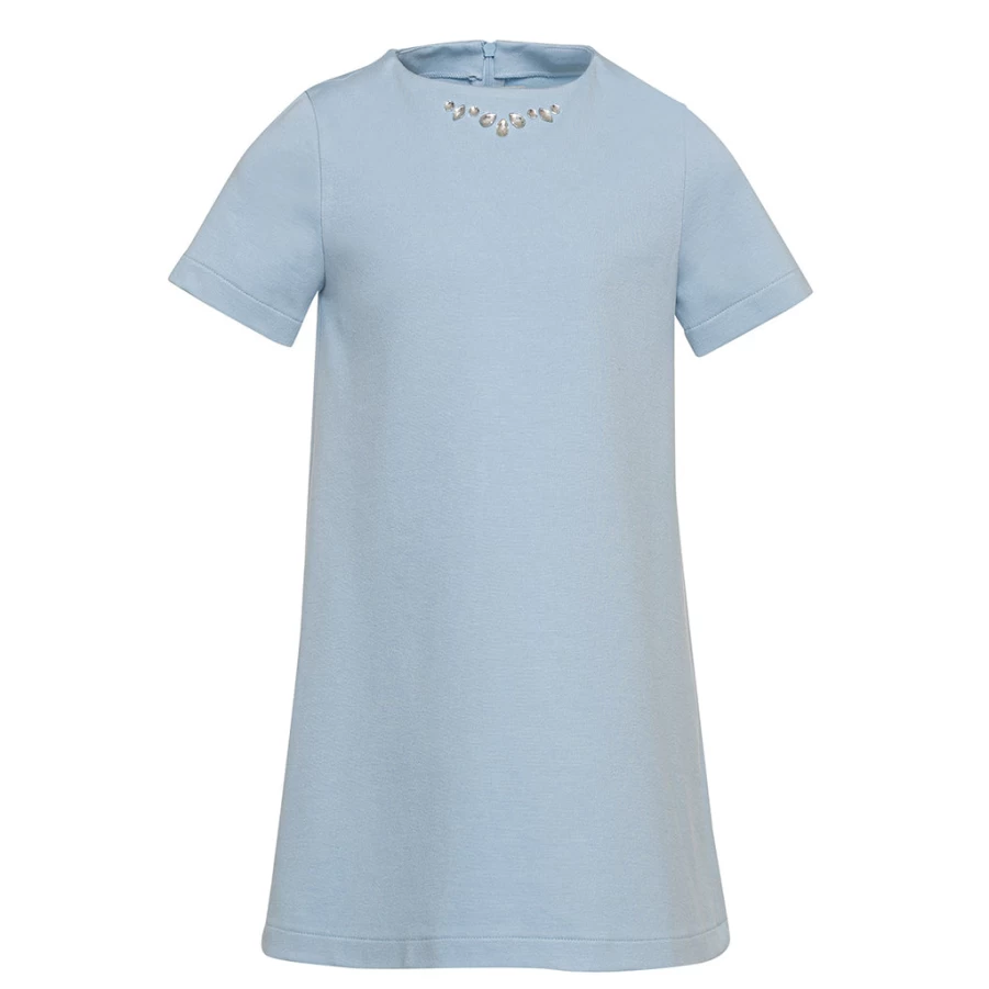 "KIDS21 Light Blue Jewel Neck Dress for Kids – Elegant & Stylish"