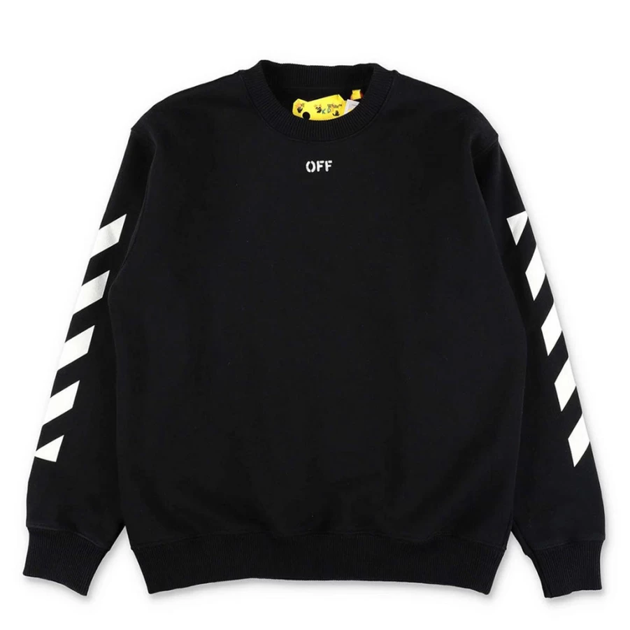 KIDS21 Black Off Stamp Crewneck Sweatshirt for Kids - Stylish & Comfortable Pullover