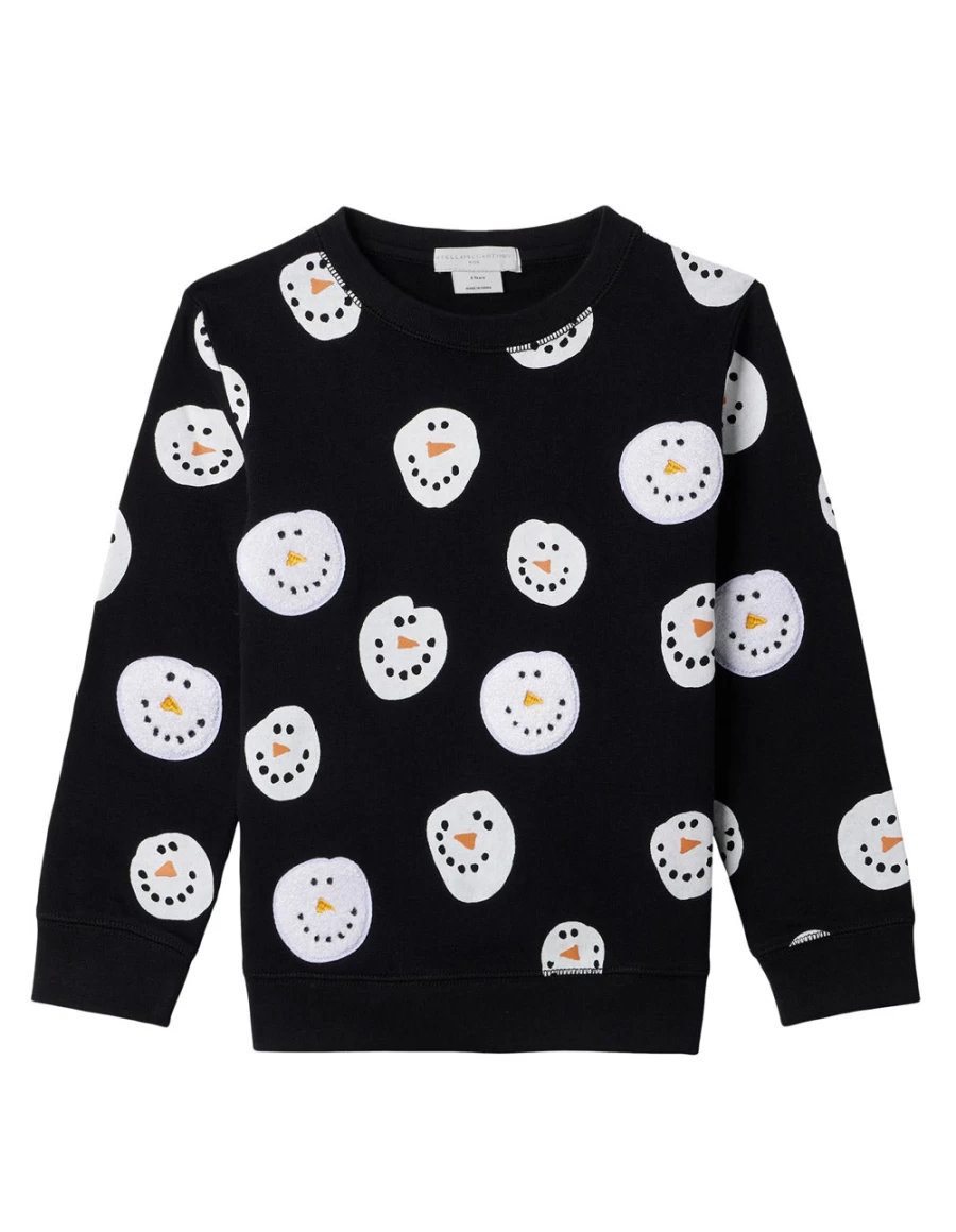 KIDS21 Black Snowman Sweatshirt for Kids - Festive Winter Holiday Pullover