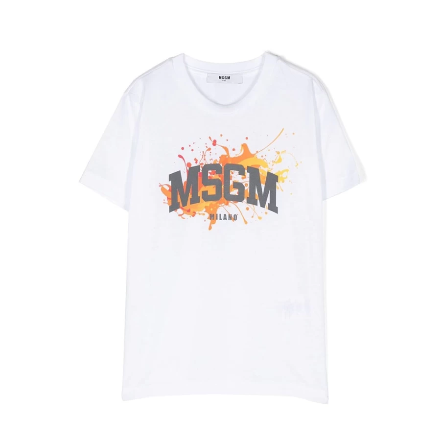KIDS21 White Splash Logo Print T-Shirt for Kids - Stylish Graphic Tee