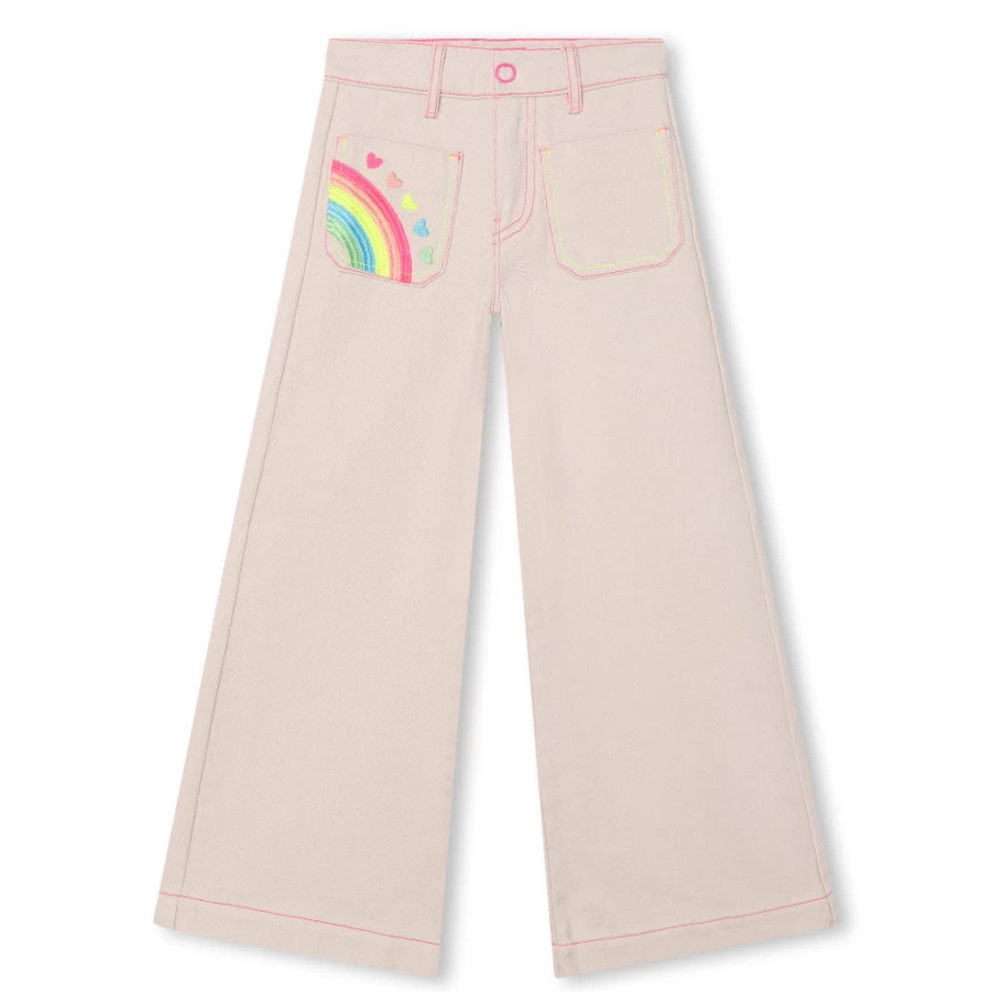 KIDS21 Beige Rainbow Flare Jeans for Kids - Stylish & Trendy High-Waist Flared Pants