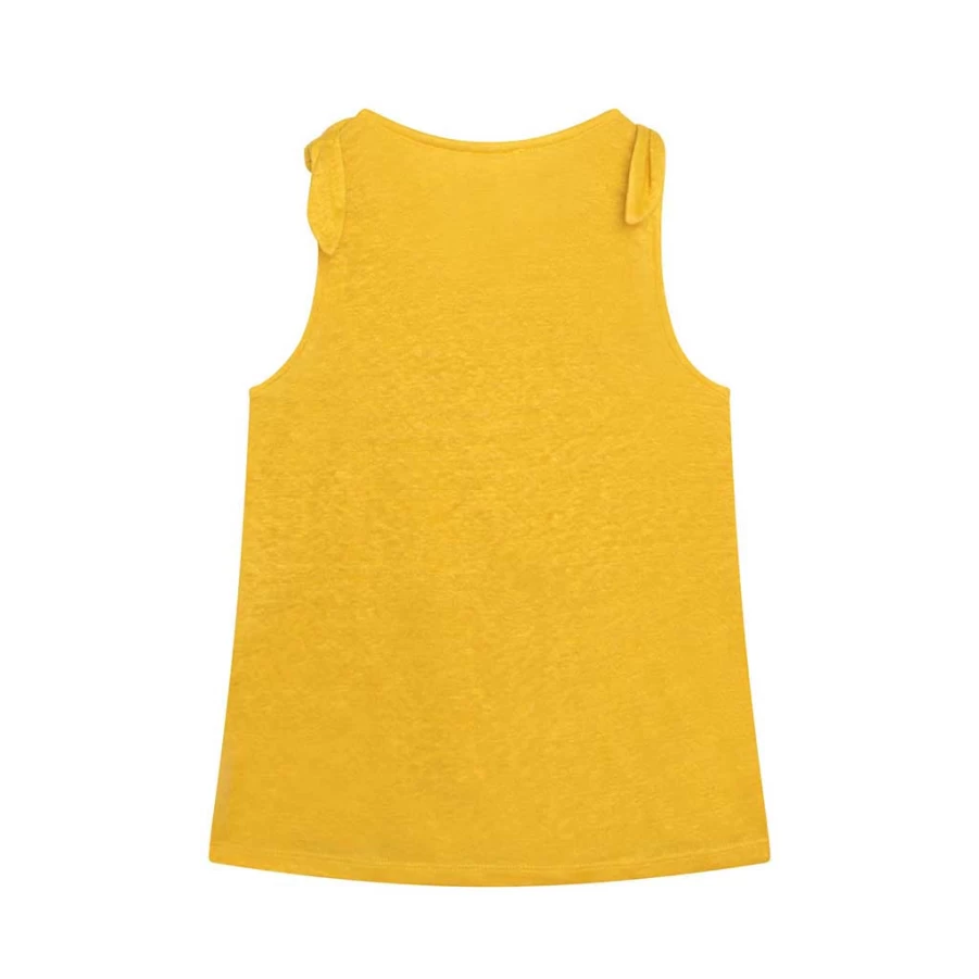 "KIDS21 Women's Yellow Linen Blend Jersey Tank Top - Breathable Summer Casual Wear"