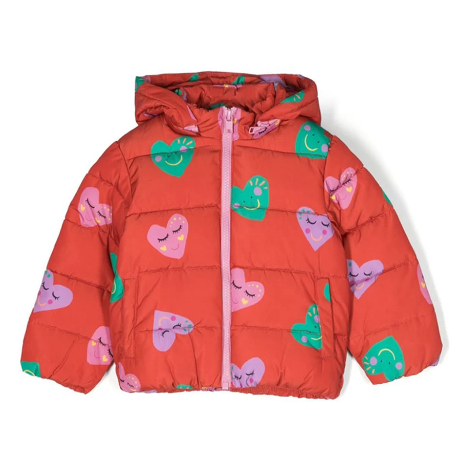 KIDS21 Red Smiling Hearts Puffer Jacket for Kids - Warm Winter Coat