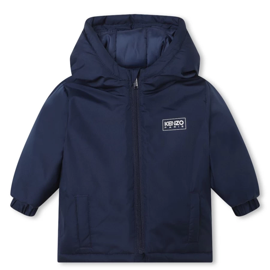KIDS21 Navy Logo Puffer Jacket for Kids | Kenzo Style Winter Coat