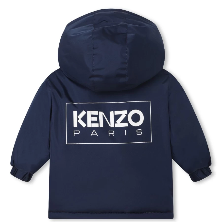 KIDS21 Navy Logo Puffer Jacket for Kids | Kenzo Style Winter Coat
