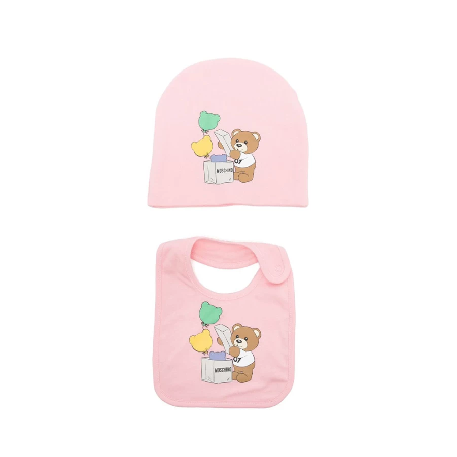 Pink Baby Hat & Bib Gift Set for Newborns by KIDS21 - Soft & Adorable 2-Piece
