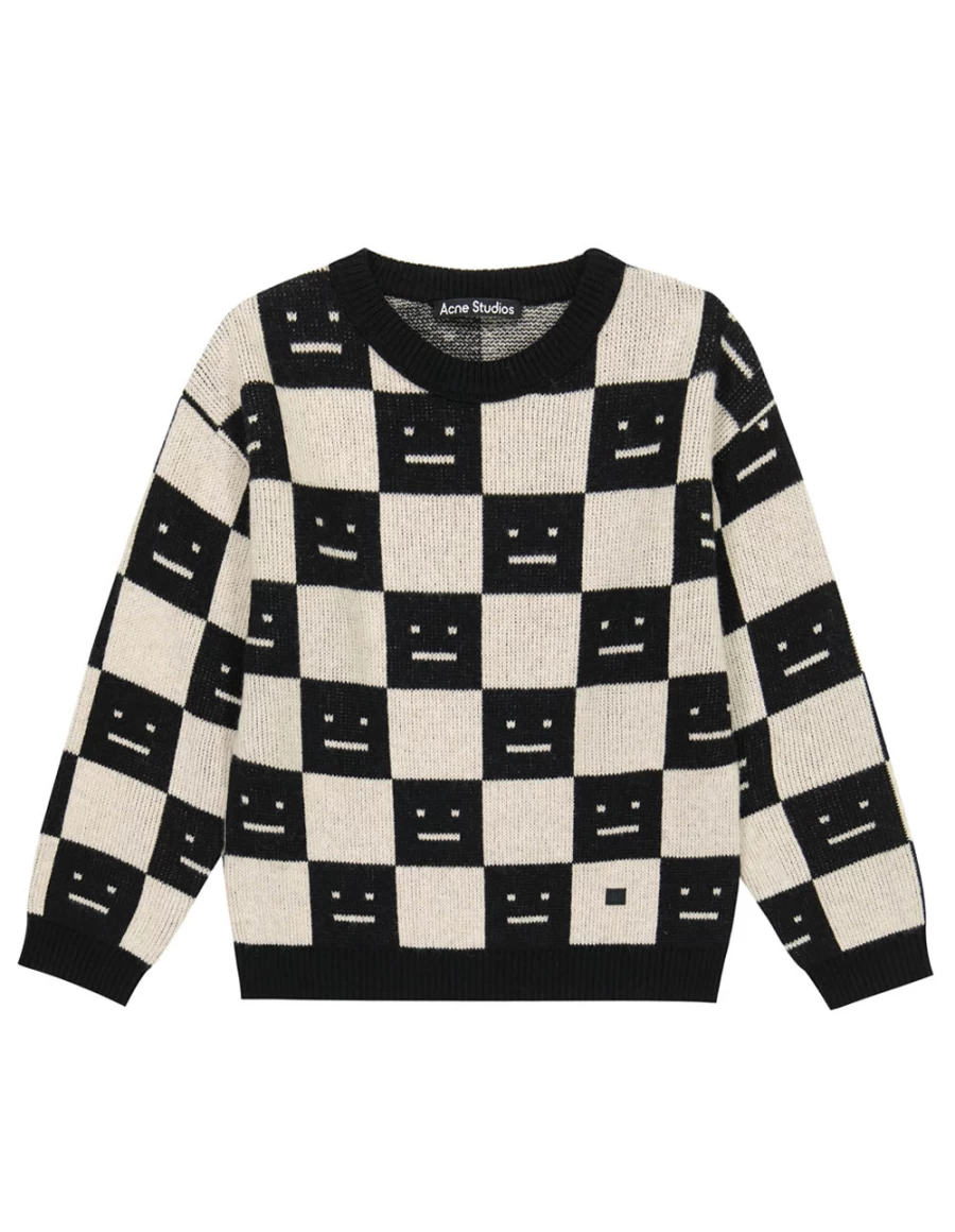 KIDS21 Black Mini Nimah Checkerboard Sweater for Kids