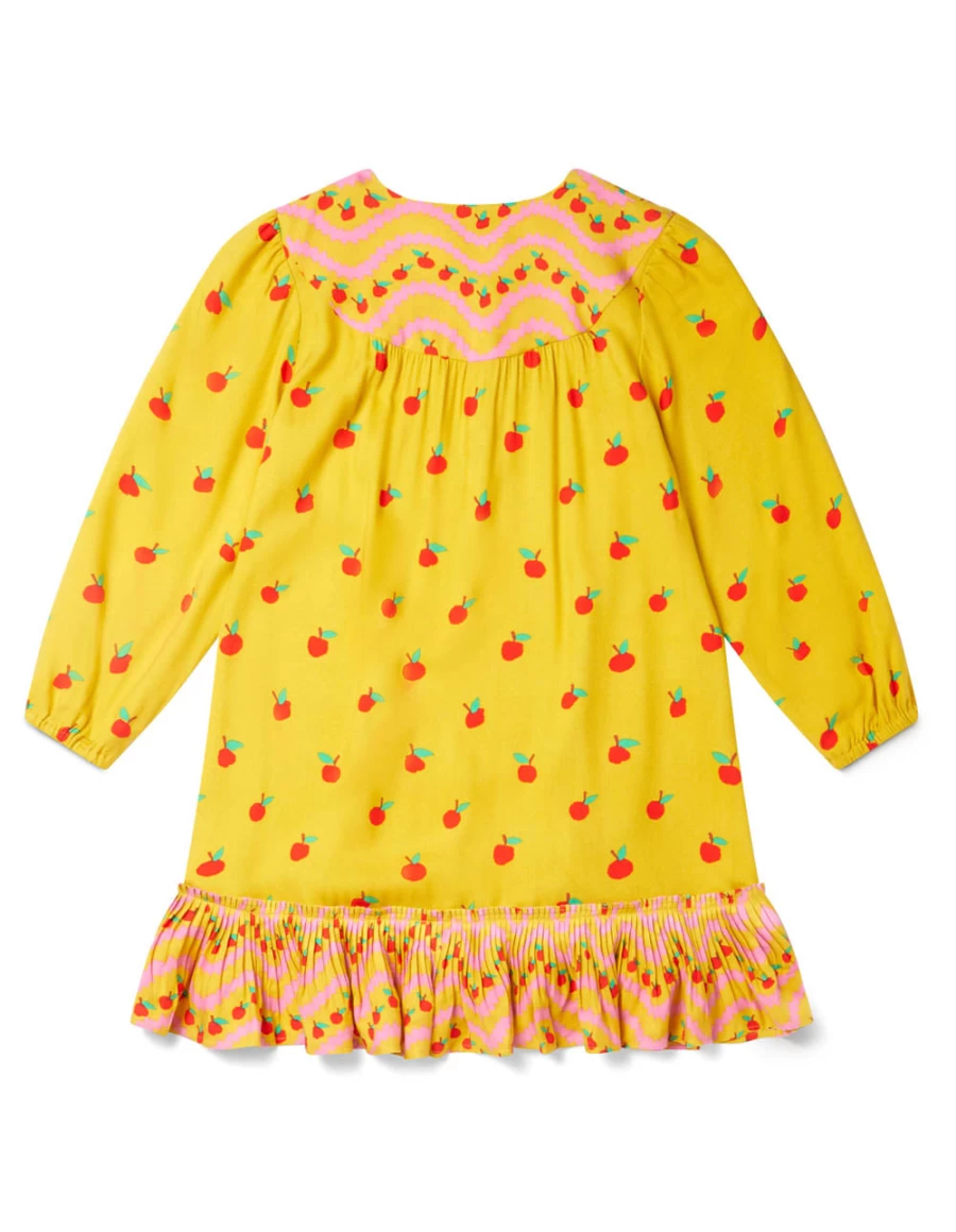 "KIDS21 Yellow Apples Dress for Girls - Cute Kids Summer Dress"