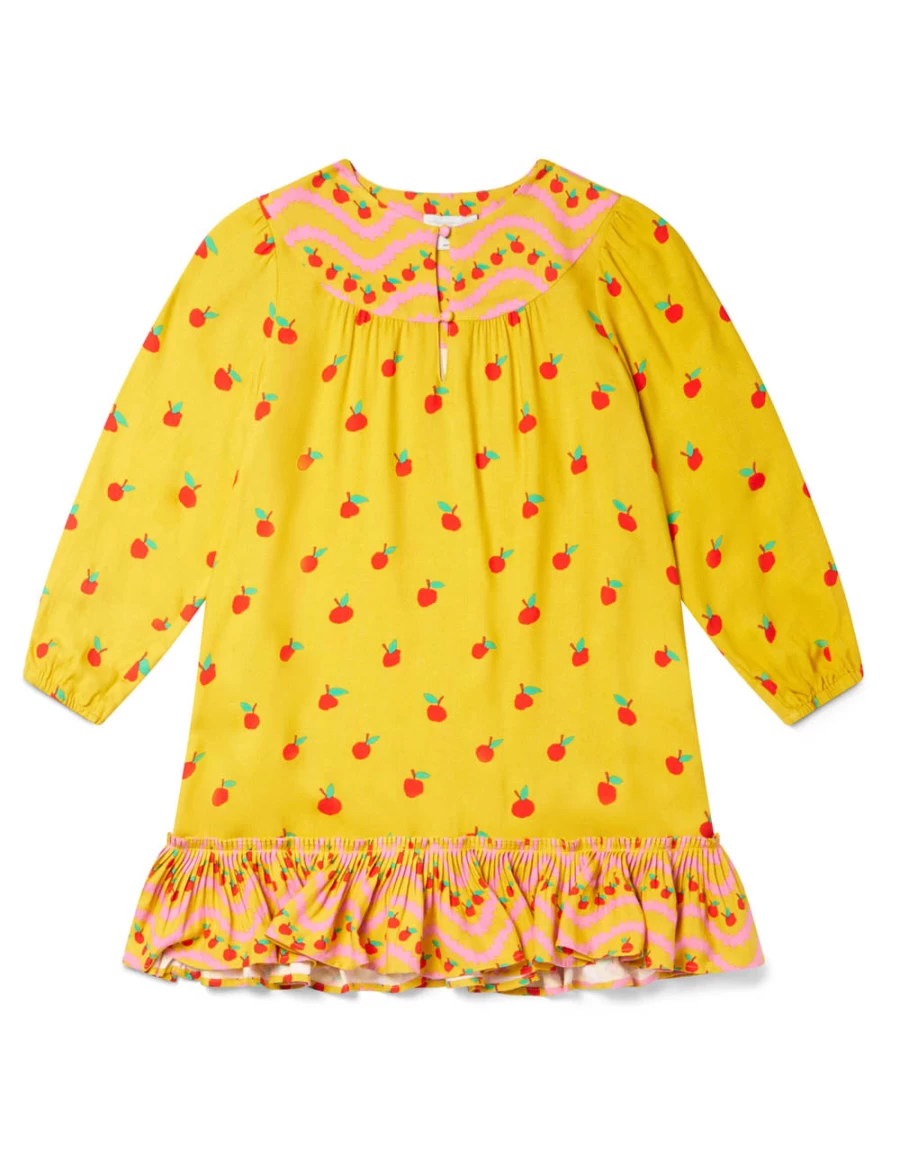 "KIDS21 Yellow Apples Dress for Girls - Cute Kids Summer Dress"