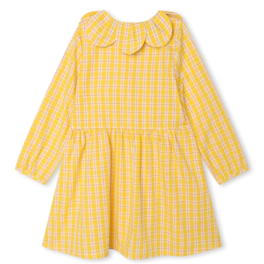KIDS21 Yellow Tartan Dress with Petal Collar for Kids