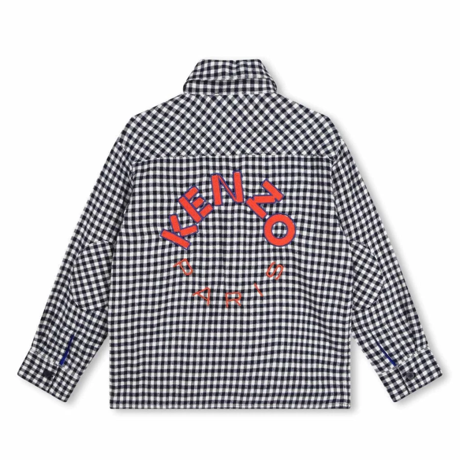 KIDS21 Navy Vichy Check Shirt with Circle Logo for Kids