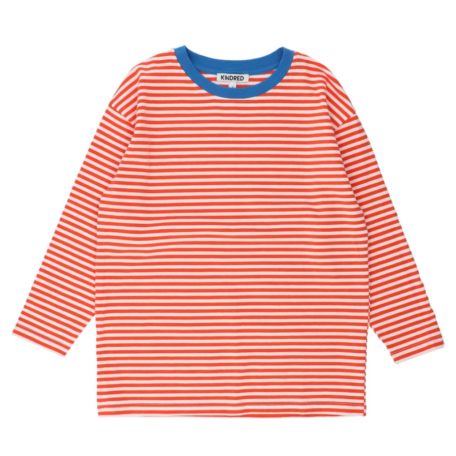 "KIDS21 Red Striped Contrast-Trim T-Shirt for Kids"