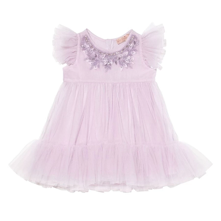 KIDS21 Purple Tulle Dress for Girls - Bebe Tres Chic Elegant Party Gown