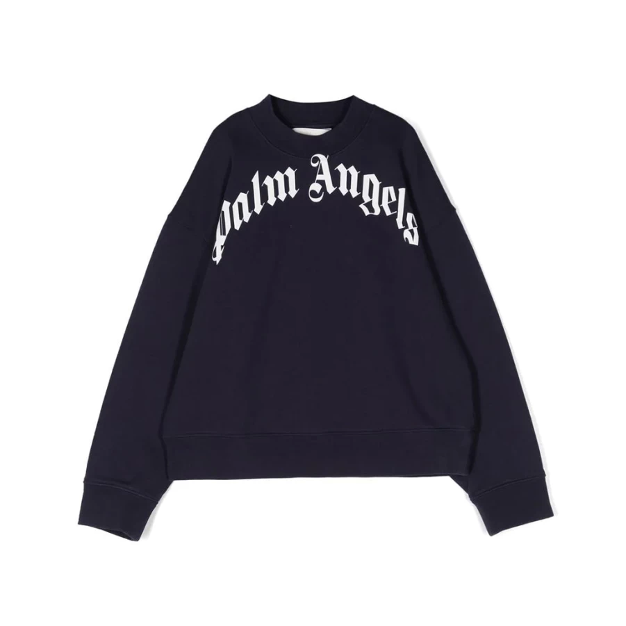 KIDS21 Navy Curve Logo Sweatshirt for Kids - Comfortable Cotton Crewneck Pullover