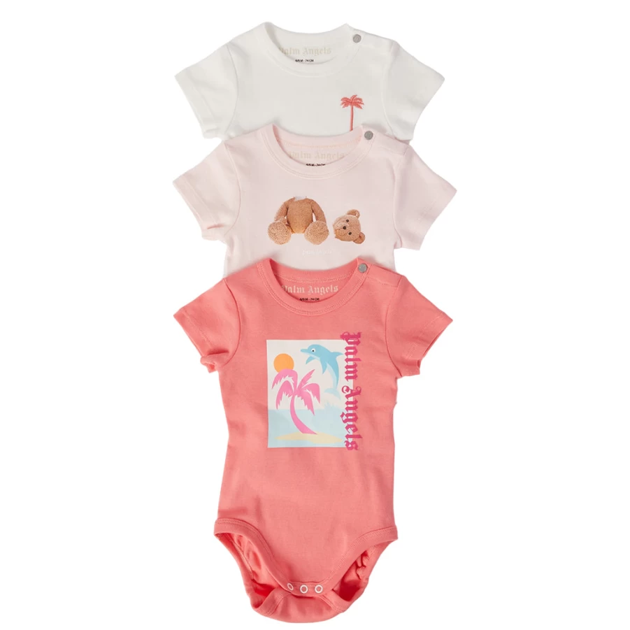 "KIDS21 Pink Baby Bodysuit Set - 3-Pack Soft Cotton Infant Onesies"