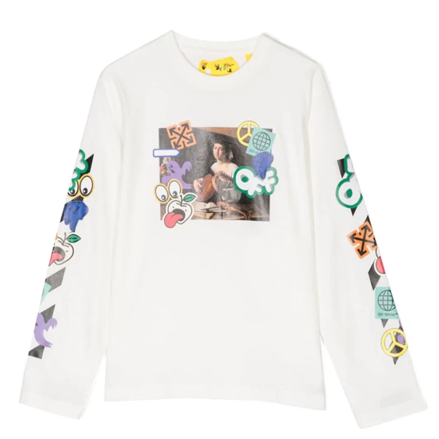 "KIDS21 White Picture Stickers Graphic T-Shirt for Kids"