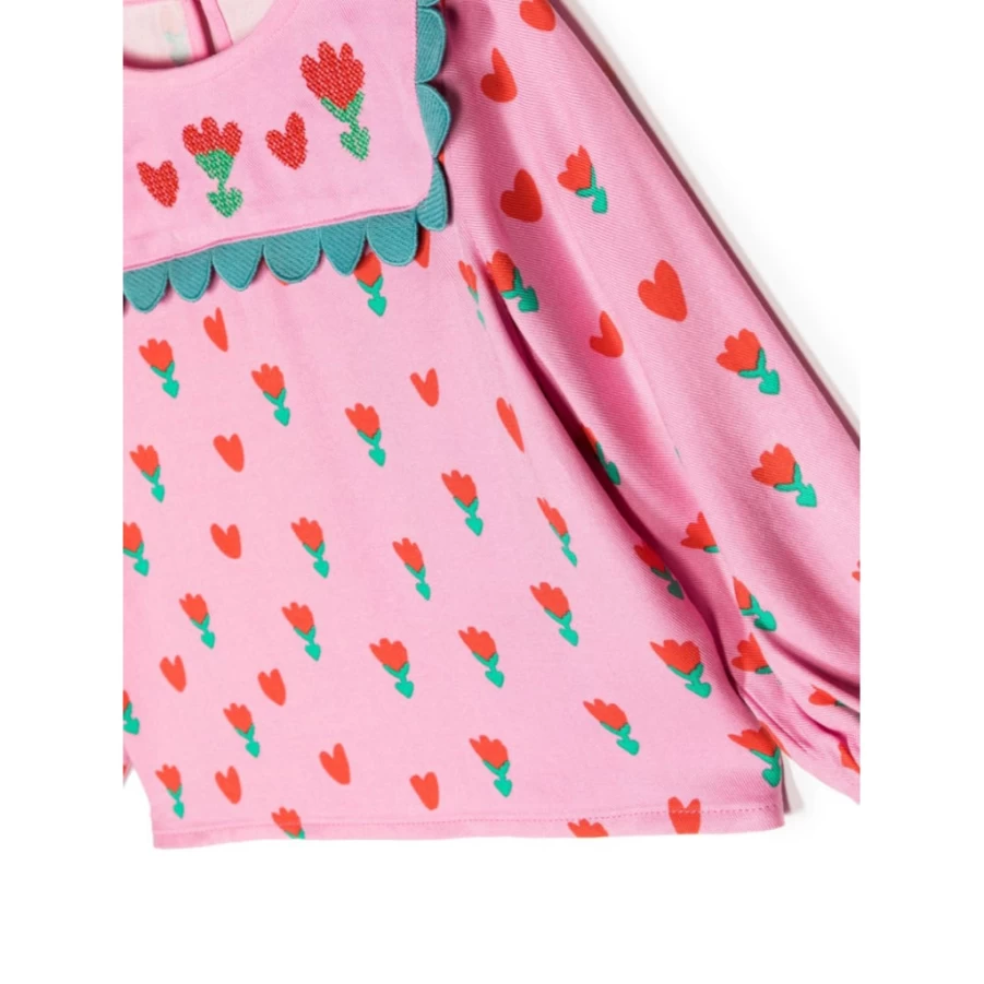 KIDS21 Multi-Colored Hearts Tulips Top for Kids - Stylish Floral Print T-Shirt