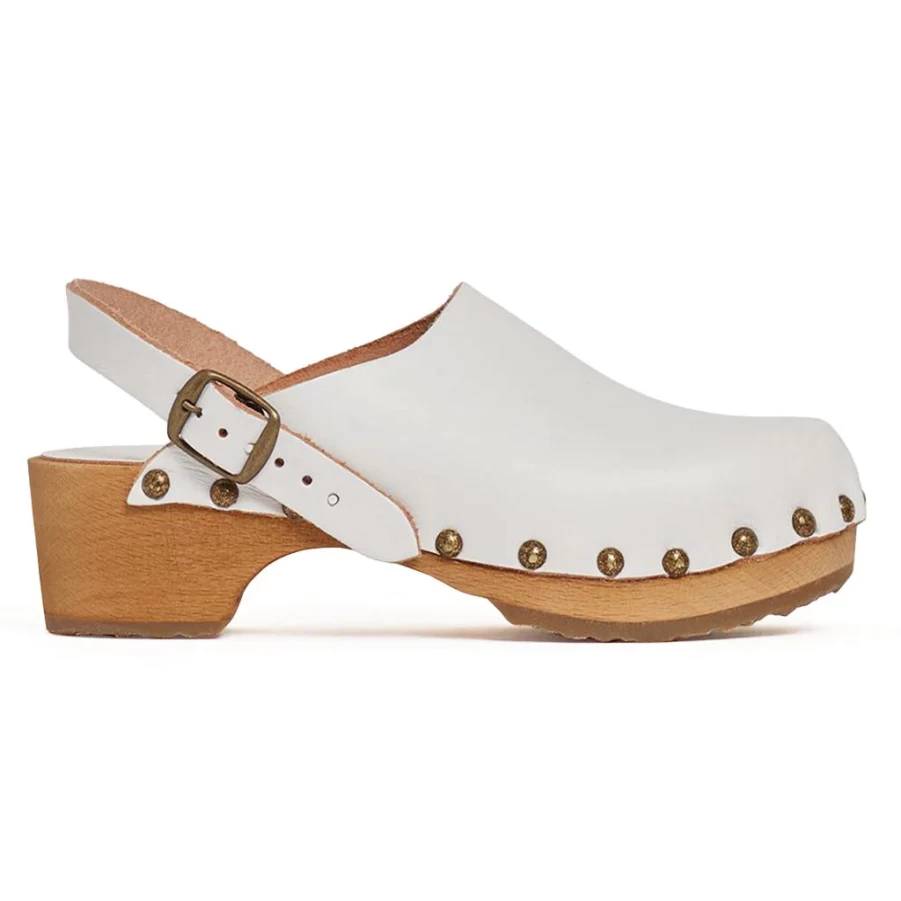 KIDS21 White Leather Clogs for Kids - Comfortable & Stylish Slip-On Shoes
