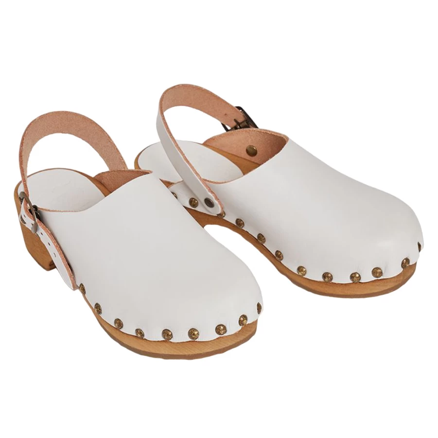 KIDS21 White Leather Clogs for Kids - Comfortable & Stylish Slip-On Shoes