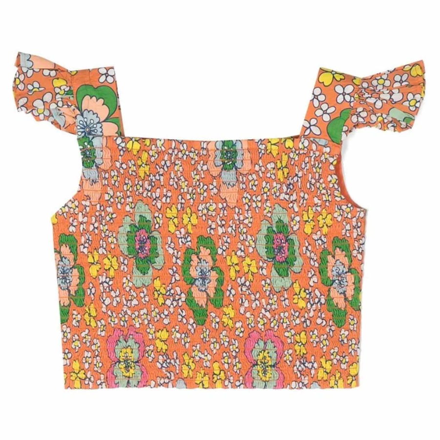 "KIDS21 Vintage 70'S Floral Print Multi-Colored Women's Top"