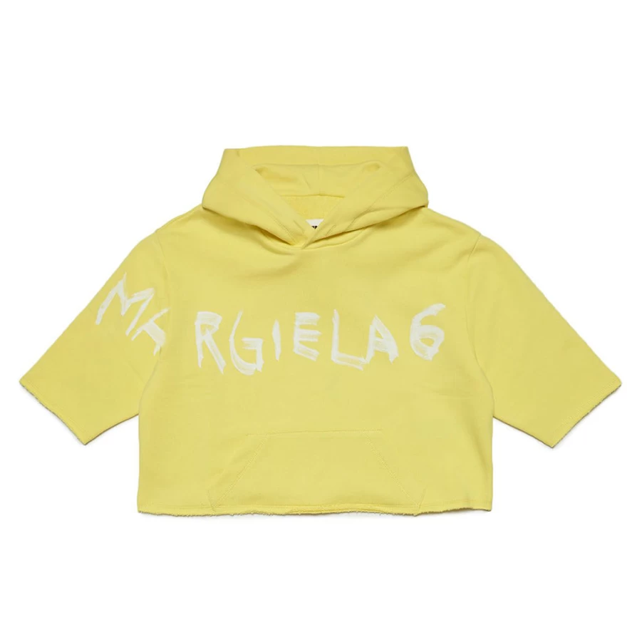 KIDS21 Yellow Logo Cropped Hoodie for Kids - Stylish & Comfortable Pullover