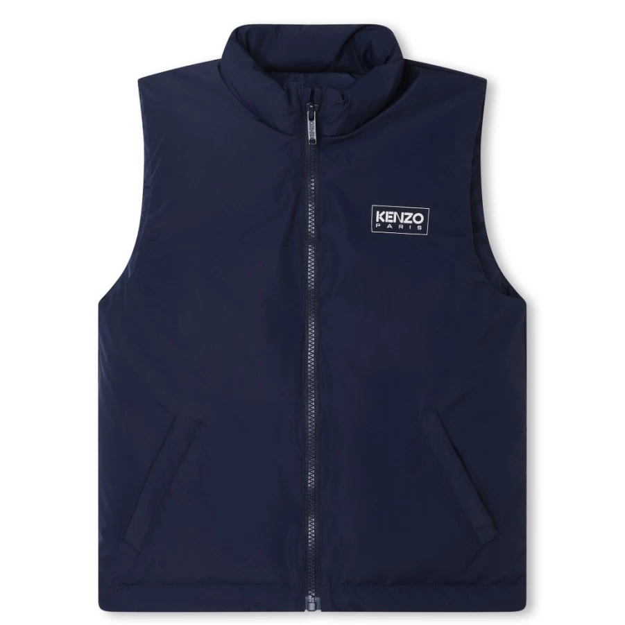 KIDS21 Navy Puffer Jacket Vest for Kids - Warm Winter Coat with Logo Detail