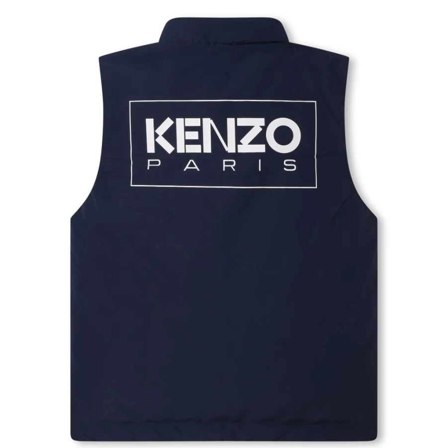 KIDS21 Navy Puffer Jacket Vest for Kids - Warm Winter Coat with Logo Detail