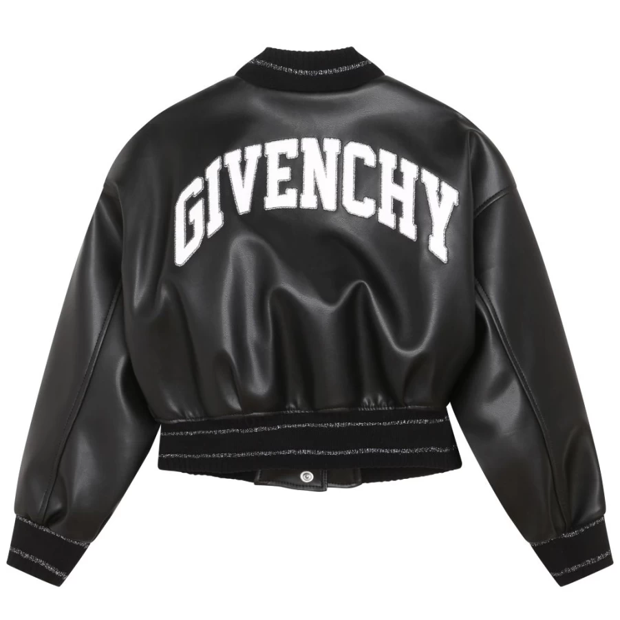 Black Faux Leather Cropped Jacket for Women by KIDS21 - Stylish Vegan Leather Biker Jacket