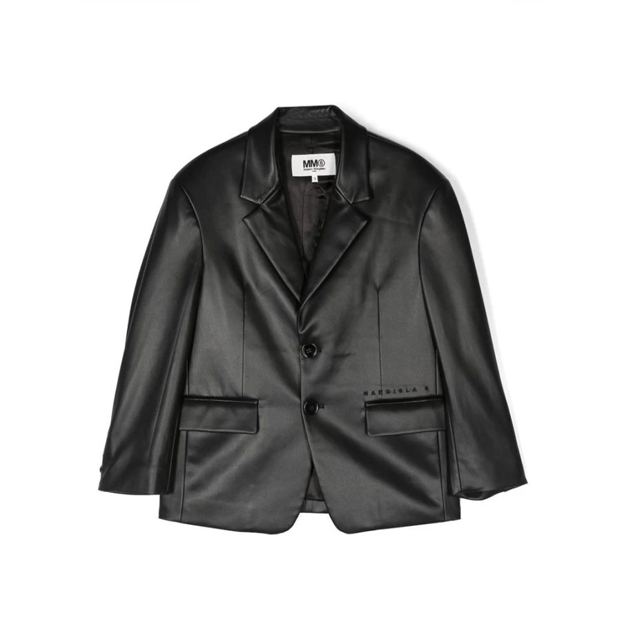 "KIDS21 Black Faux Leather Jacket for Kids – Stylish Vegan Leather Outerwear"