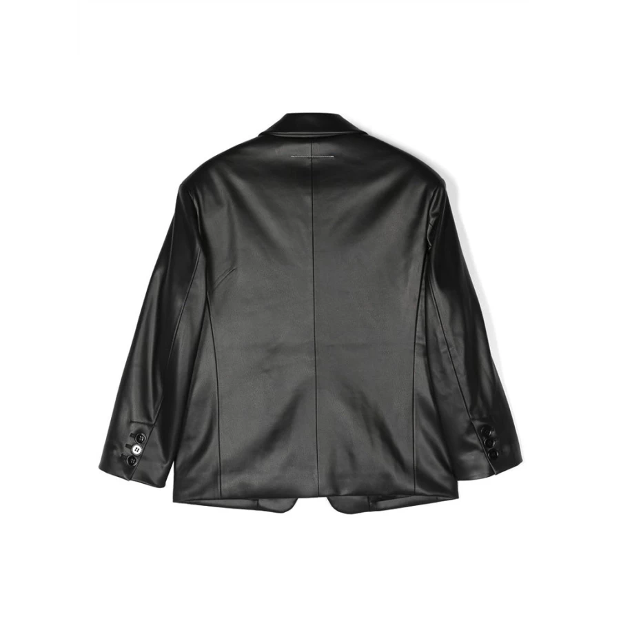 "KIDS21 Black Faux Leather Jacket for Kids – Stylish Vegan Leather Outerwear"