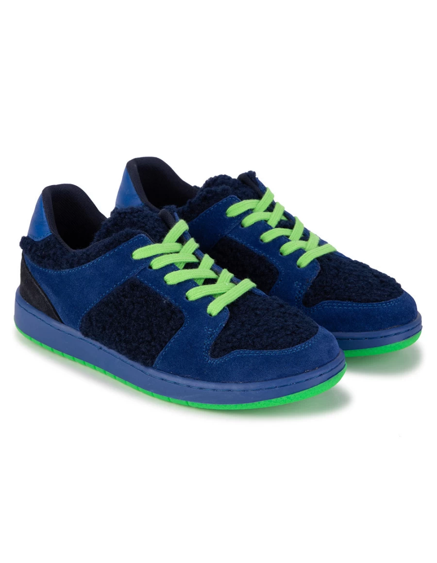 KIDS21 Navy Faux Shearling Sneakers for Kids - Cozy Winter Trainers