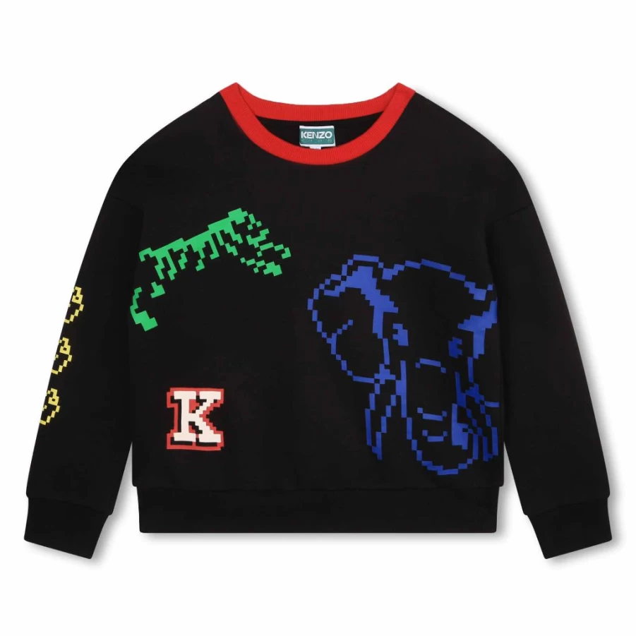 "KIDS21 Black Jungle Animals Graphic Typo Sweatshirt for Kids"