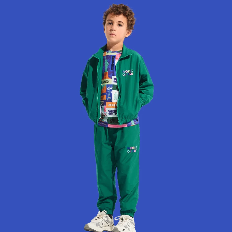 KIDS21 Green Track Jacket for Kids - Lightweight Athletic Running Jacket