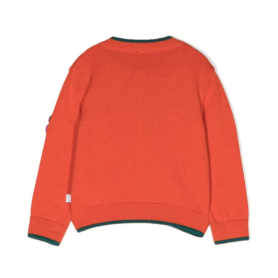 "KIDS21 Orange Flowers Knit Cardigan for Kids - Cozy Floral Sweater"
