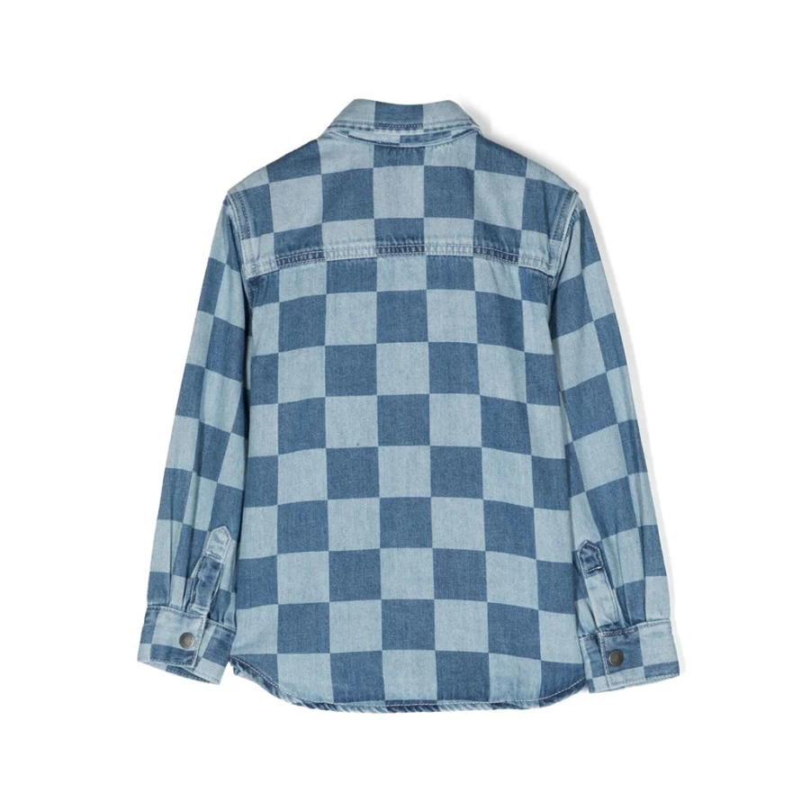 "KIDS21 Light Blue Denim Checks Shirt for Kids"