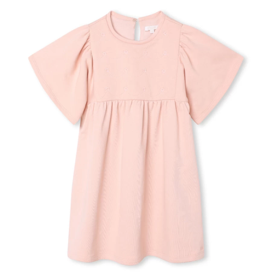 "KIDS21 Pink Butterfly Sleeves Dress for Girls - Flowy Summer Dress with Flutter Sleeves"